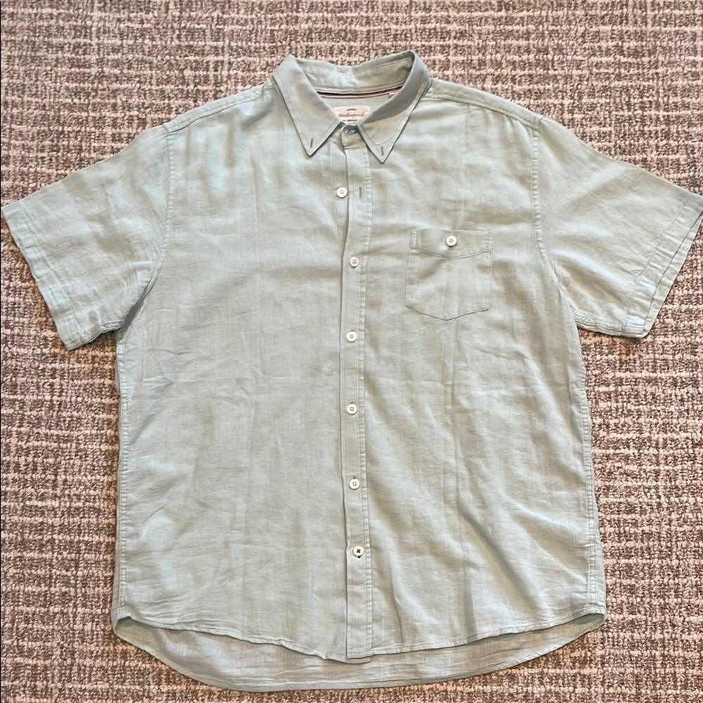 Men’s Casual Mint Green Linen Button Down Shirt